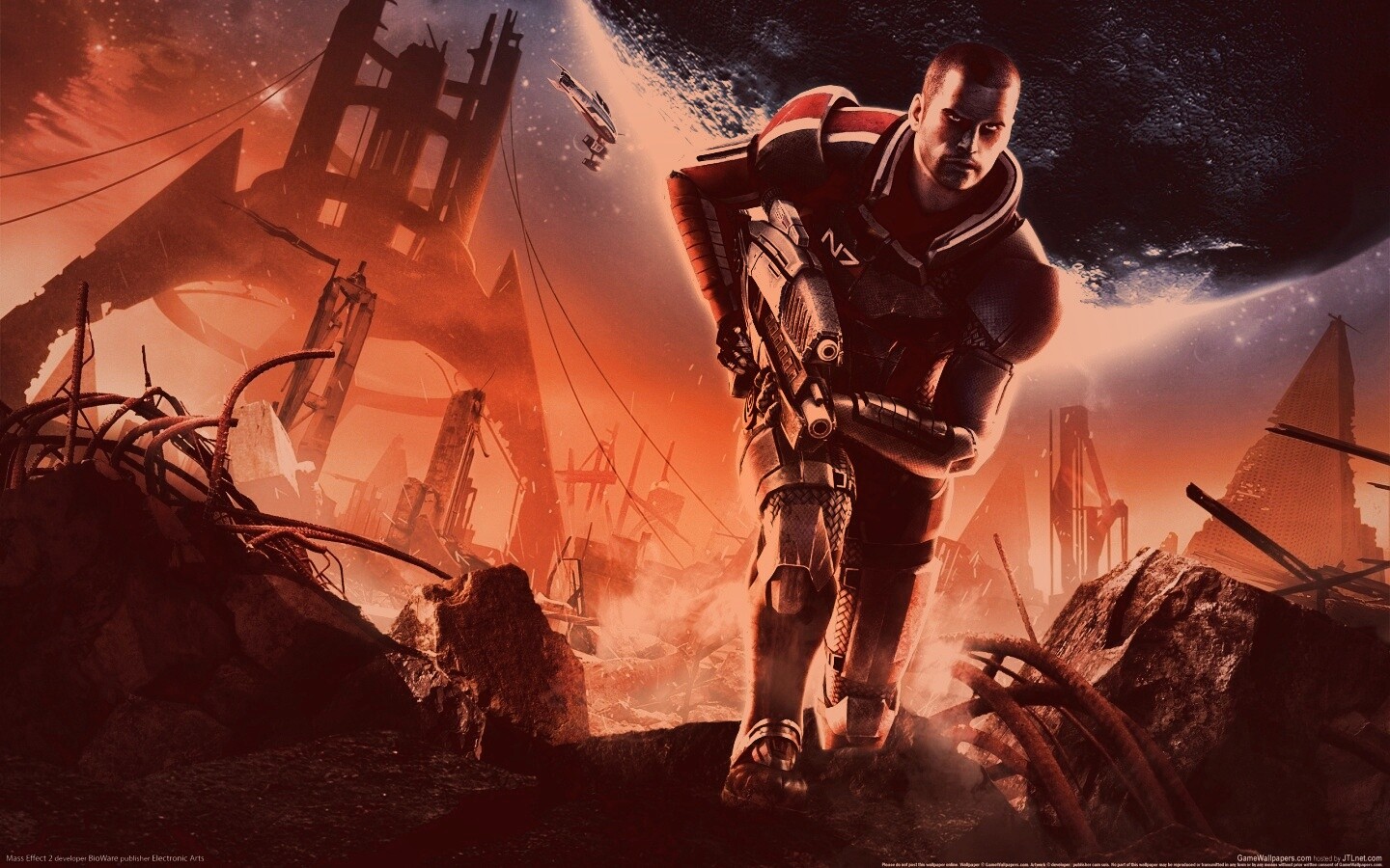 Капитан Шепард на руинах обои