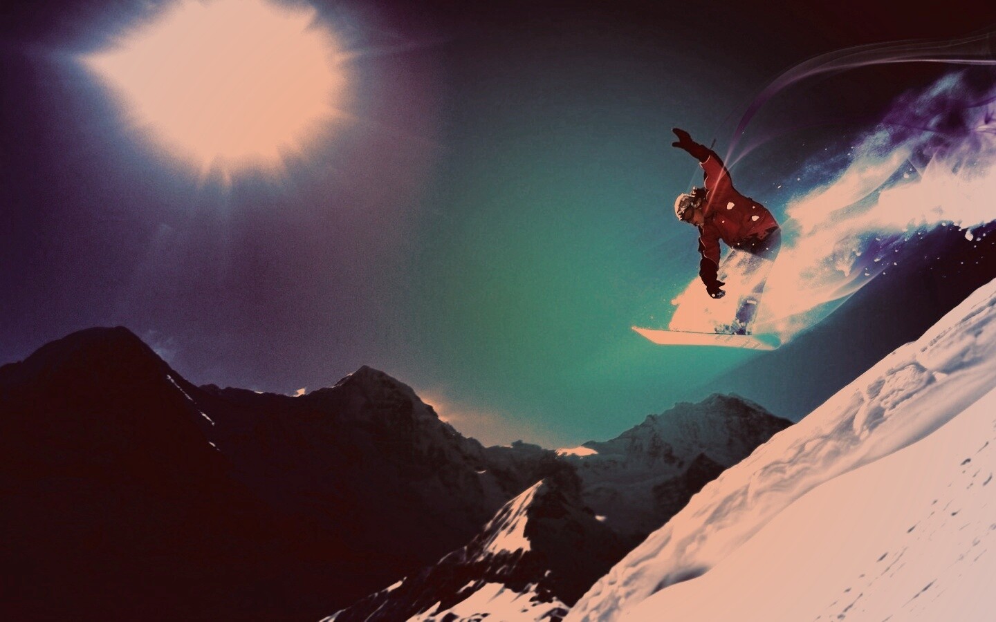 Сноубордист в прыжке обои