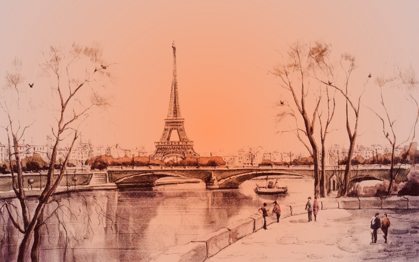 Рисунок Эйфелевой башни обои
