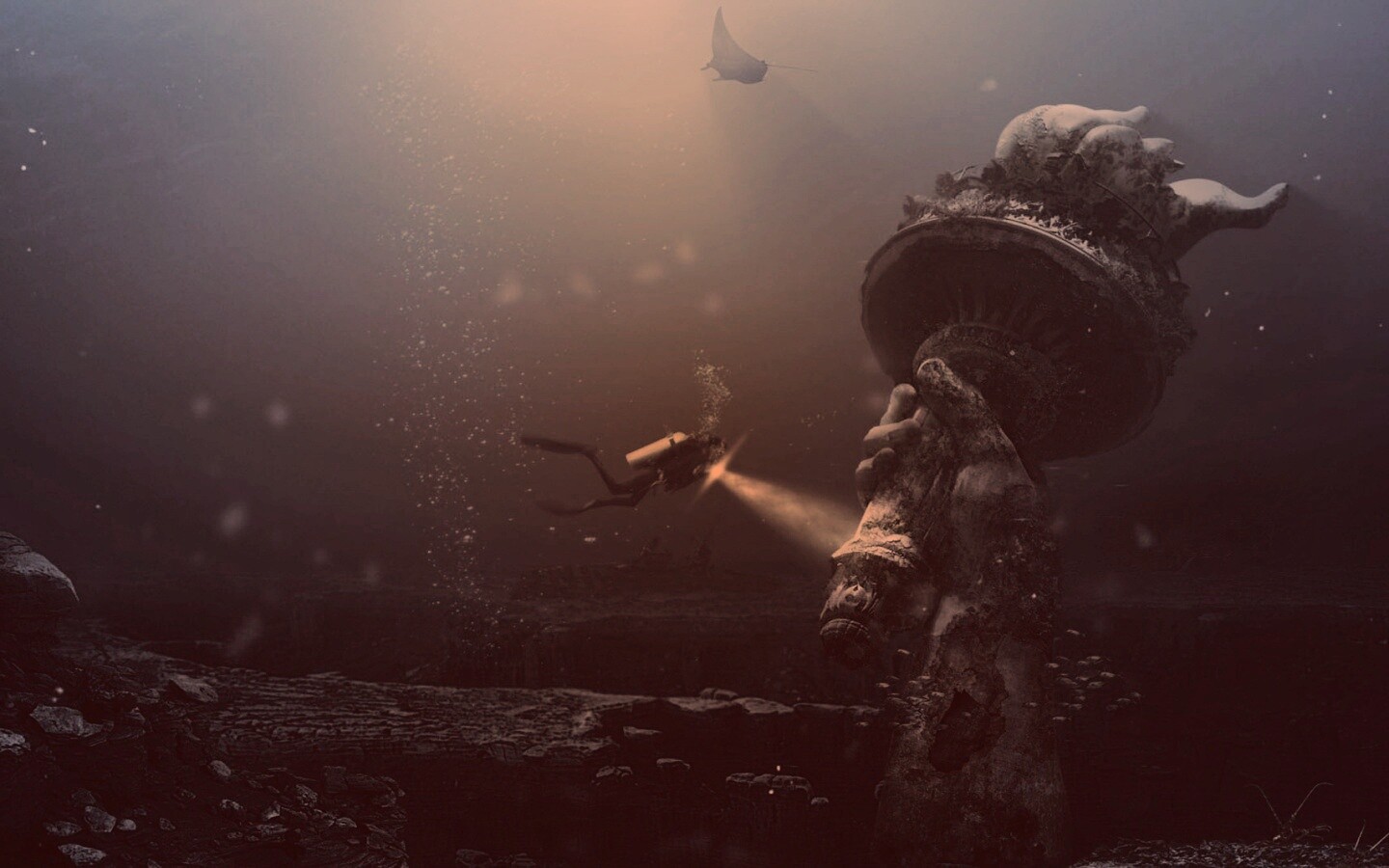 Затопленный Нью-Йорк обои