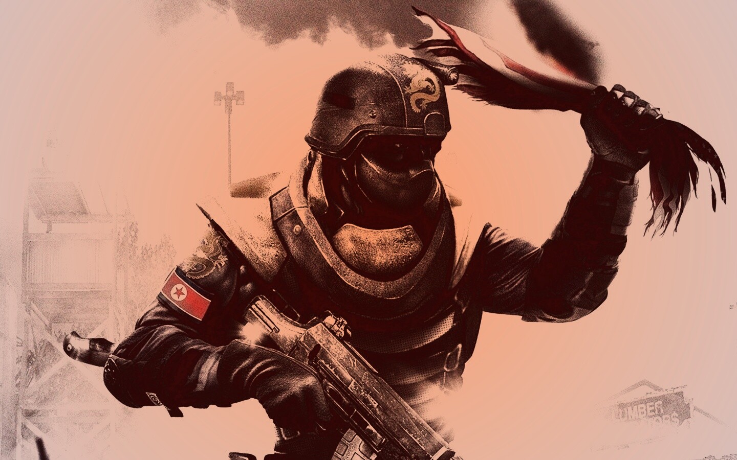 Китайский солдат жжет американский флаг обои