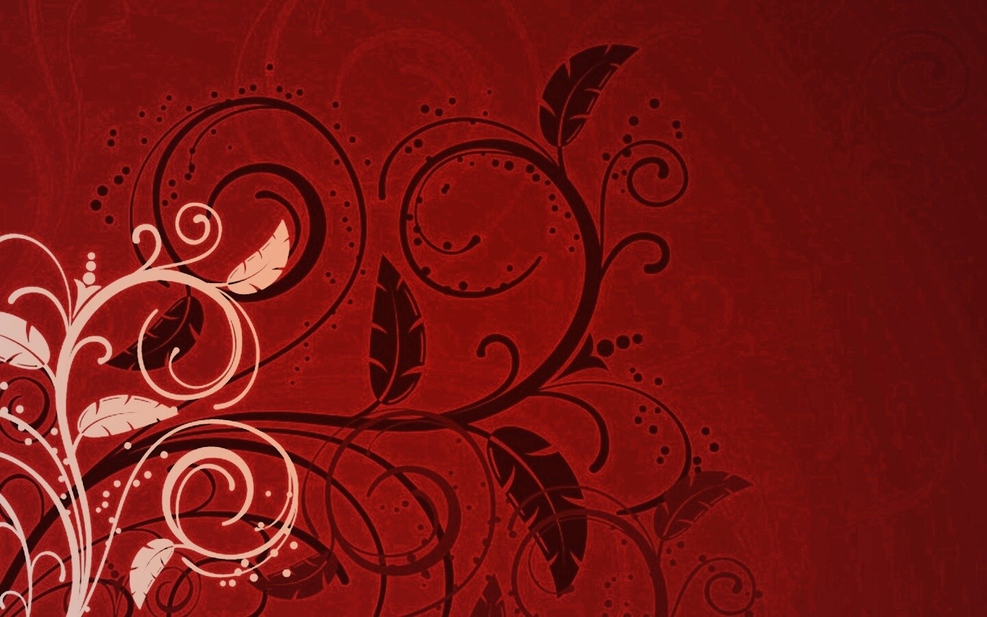 Черно-белые листики на красном фоне обои