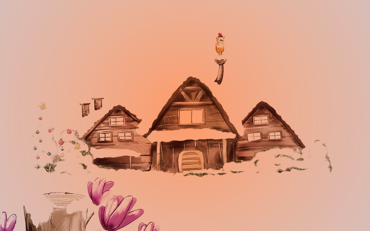 Деревня в новый год обои