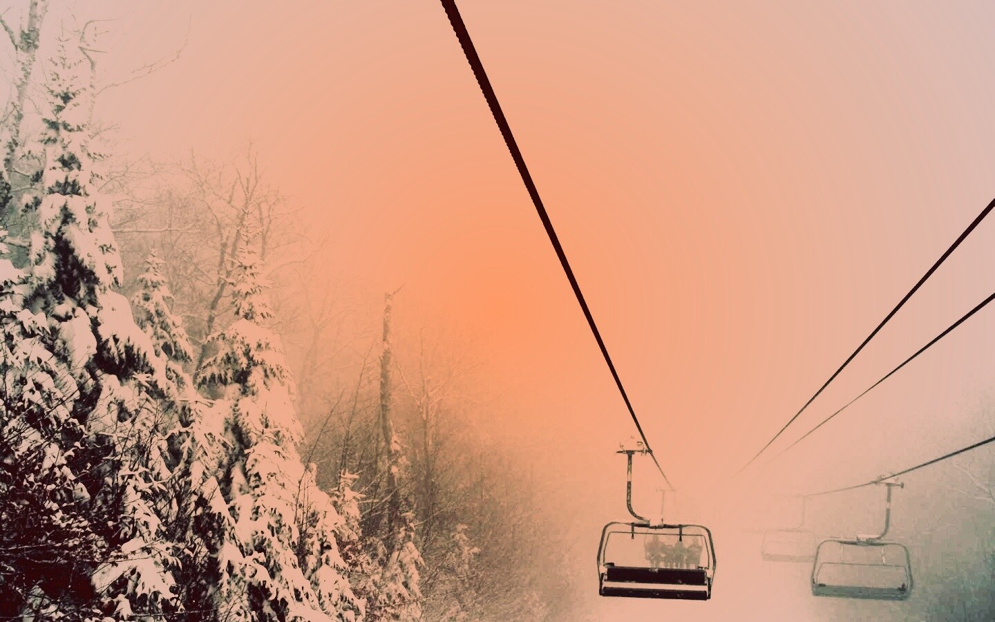 Канатная дорога в зиму обои