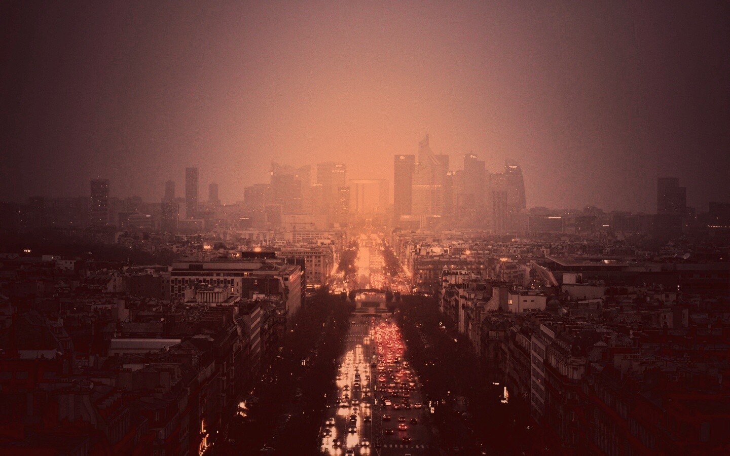 Ночной город в тумане обои