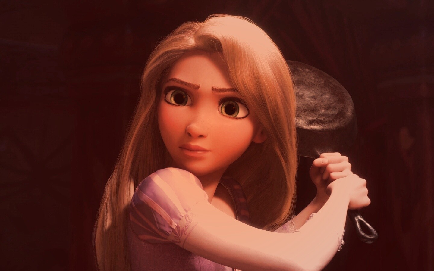 Рапунцель с сковородкой обои