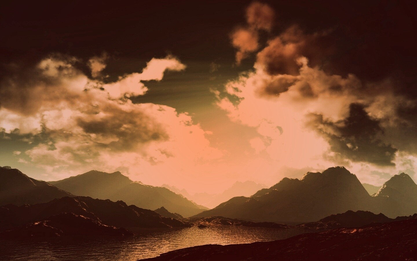 Закат в горах обои