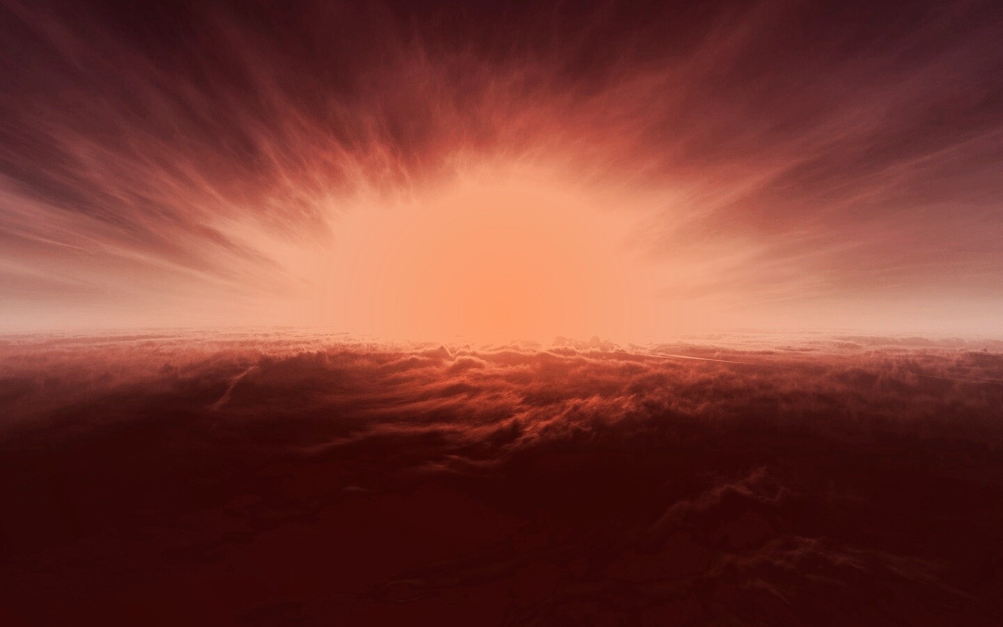 Закат над облаками обои