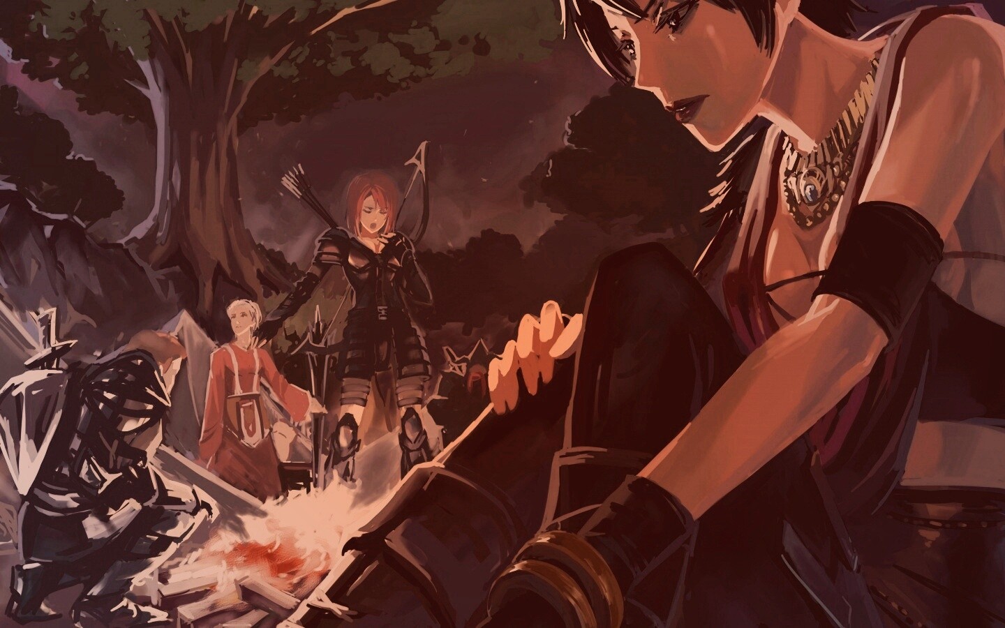 Рисунок Морриган в лагере обои