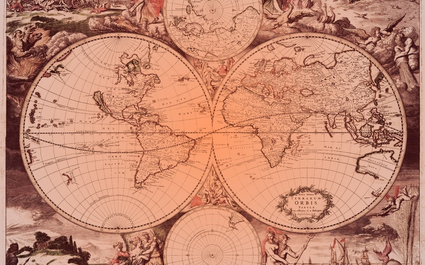Старинная карта мира обои