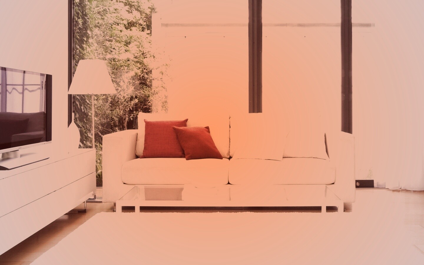 Комната с диваном и телевизором обои