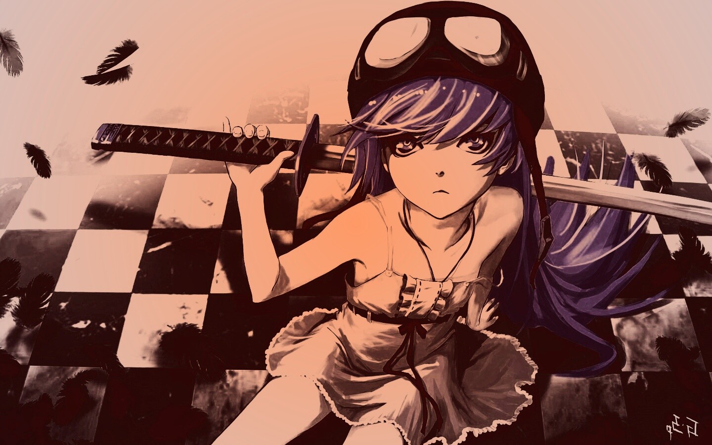 Девушка с катаной обои