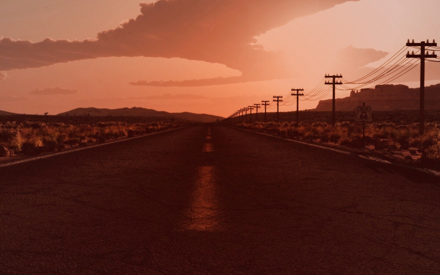 Дорога в пустыне обои