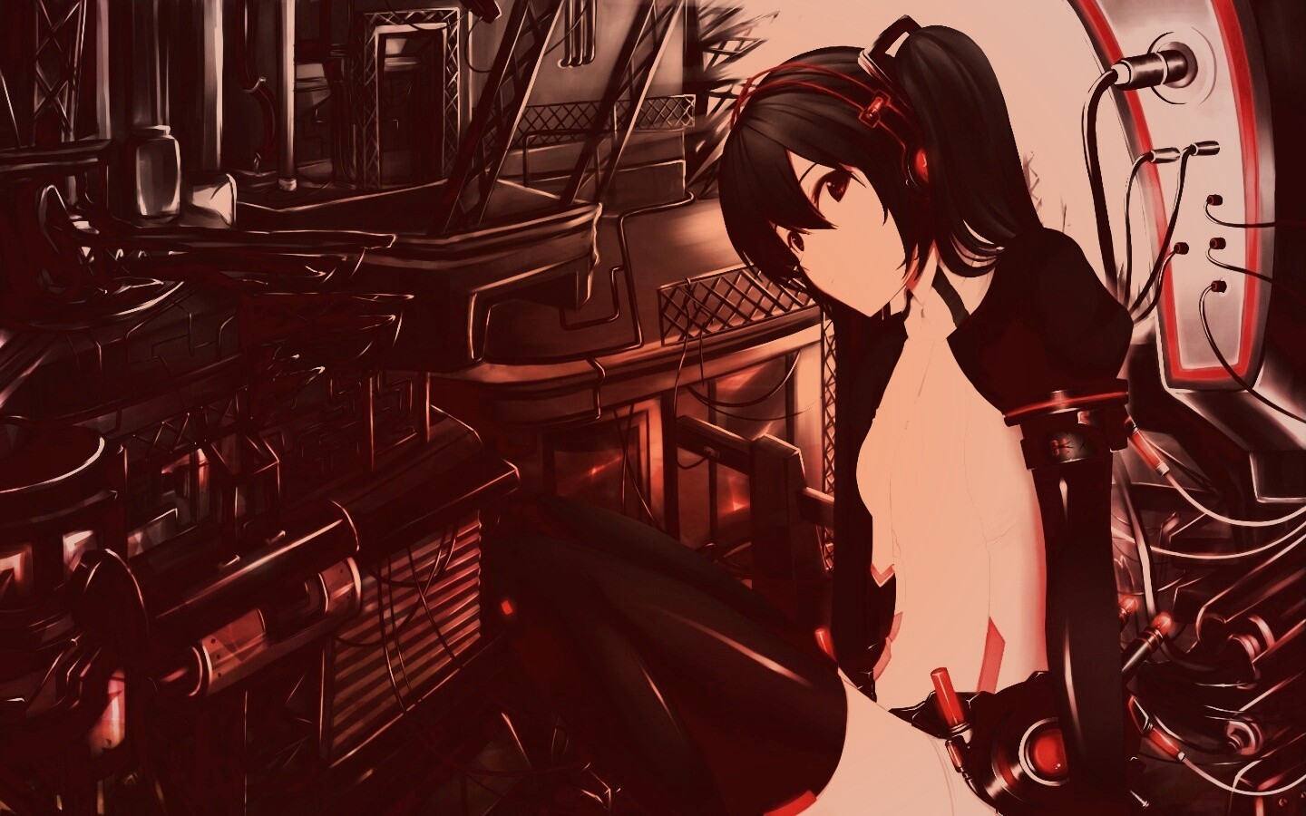 Девушка в наушниках обои