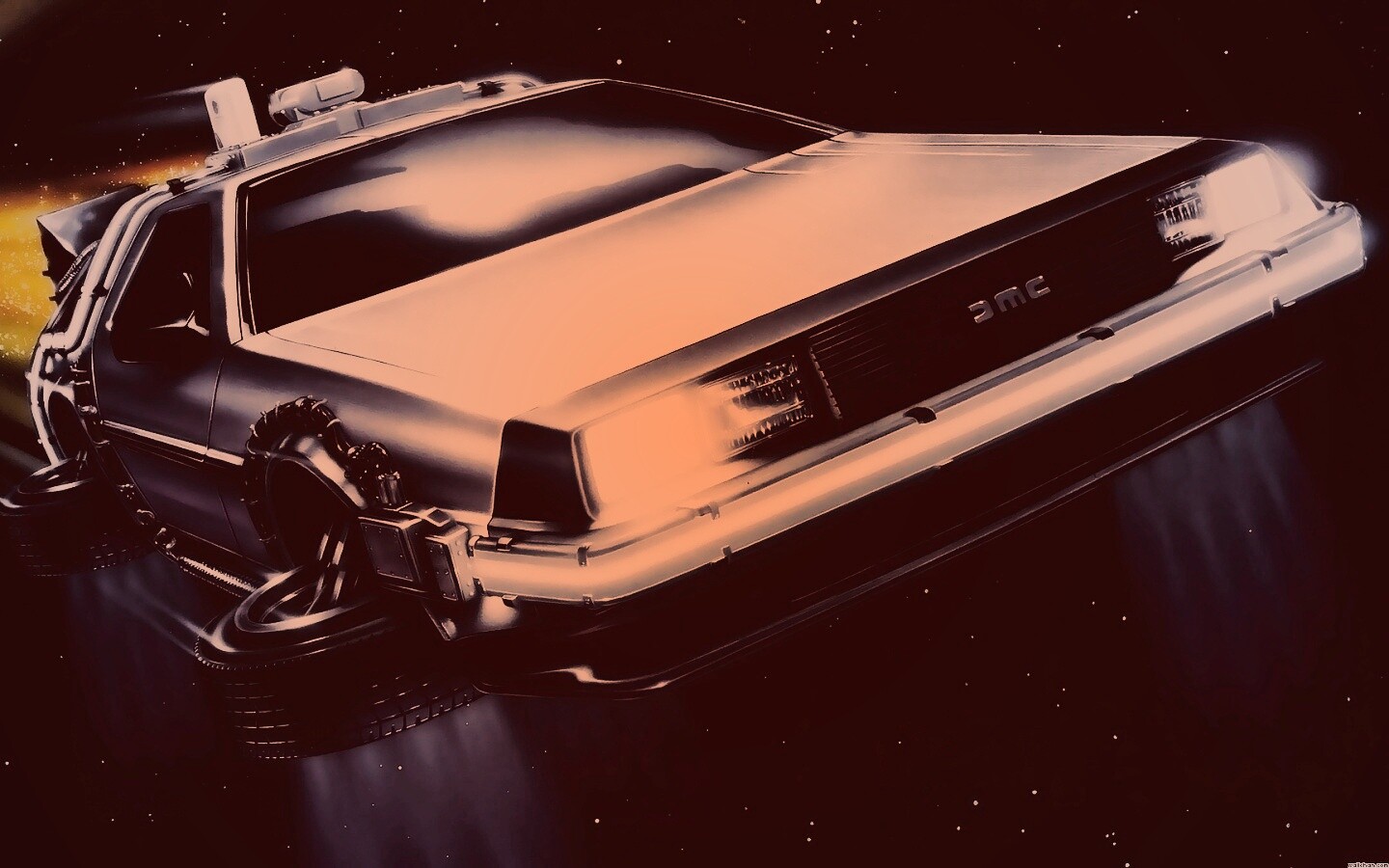 Летающий Делореан обои