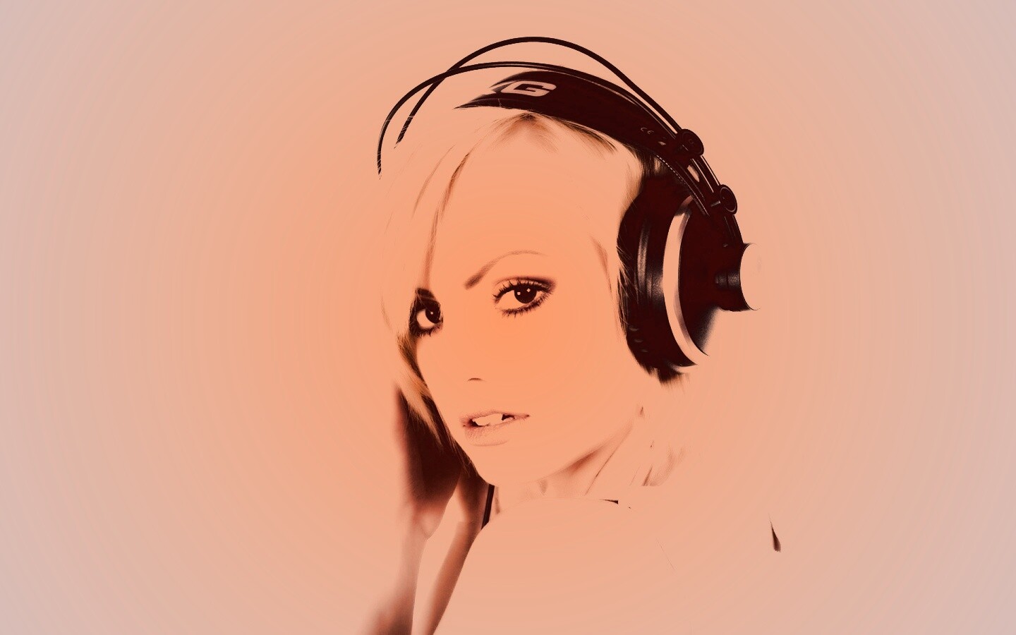 Девушка в наушниках обои