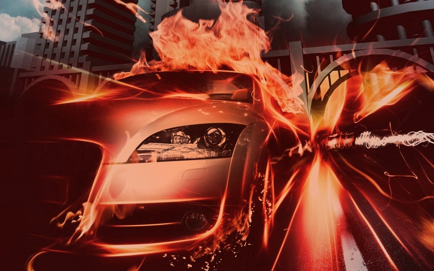 Ауди в огне обои