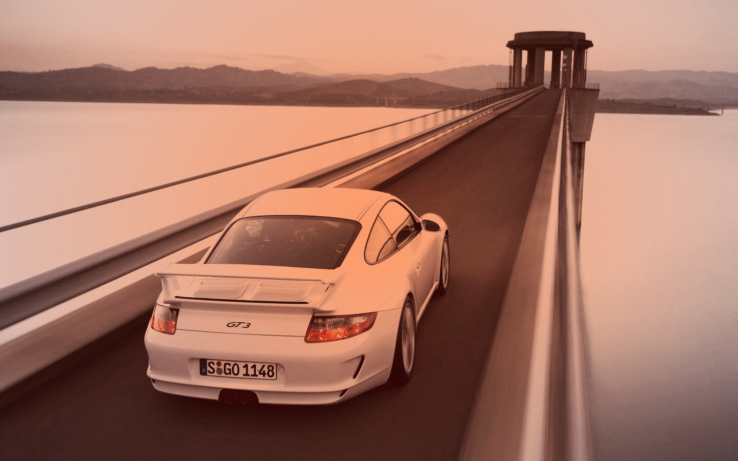 Порше на дамбе обои