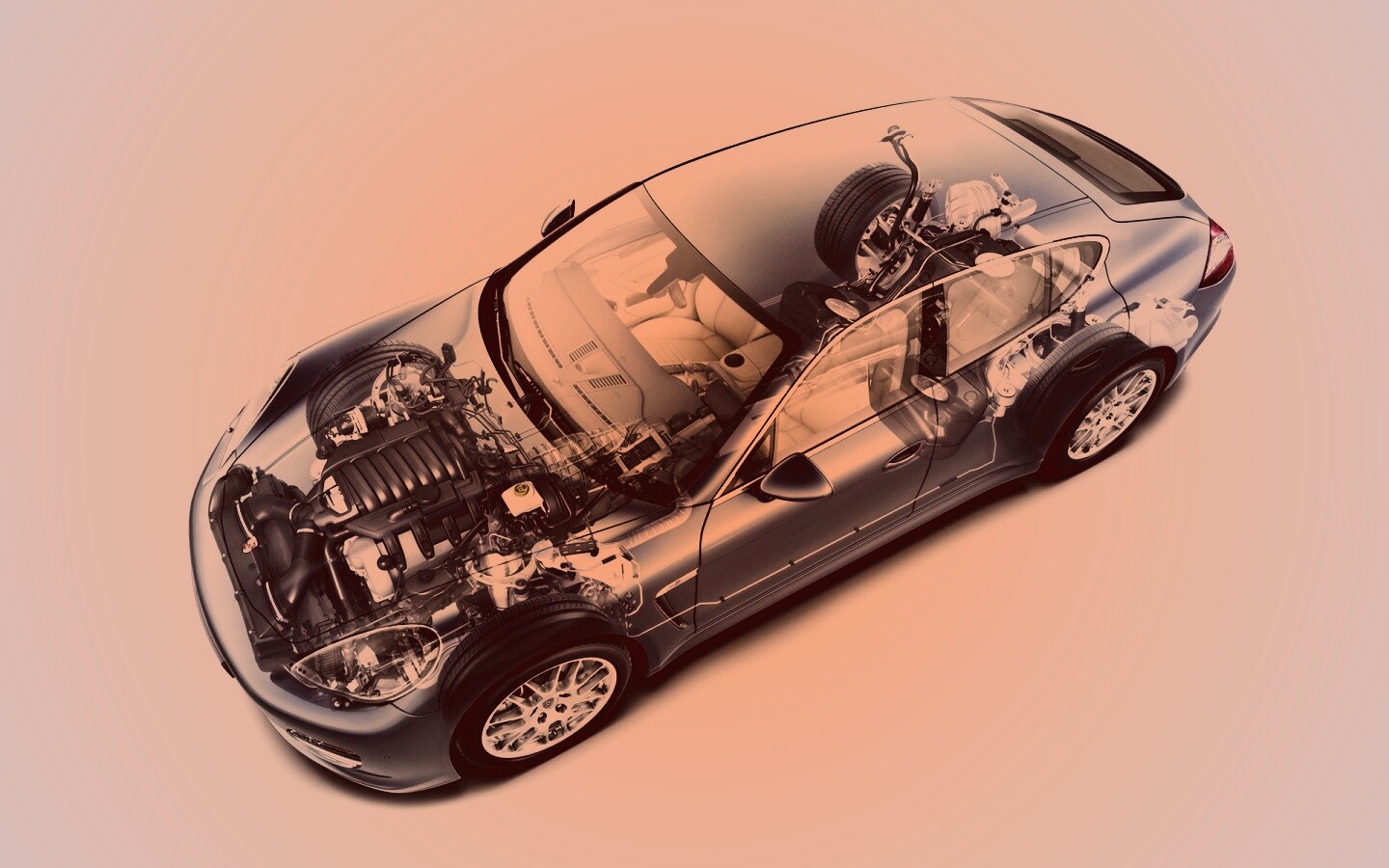 3D схема ходовой Порше обои