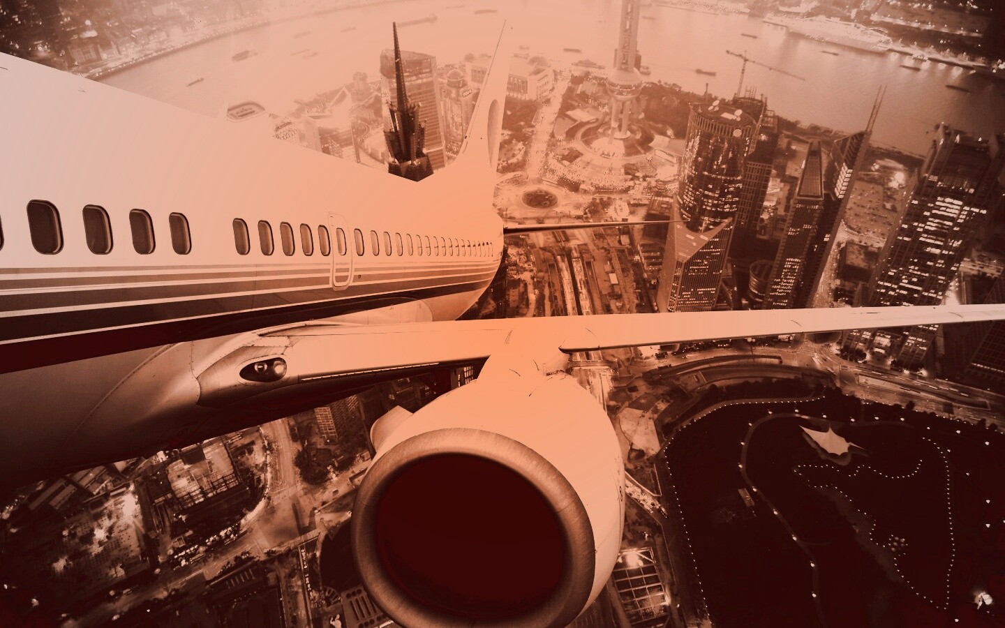 Взлет над городом обои