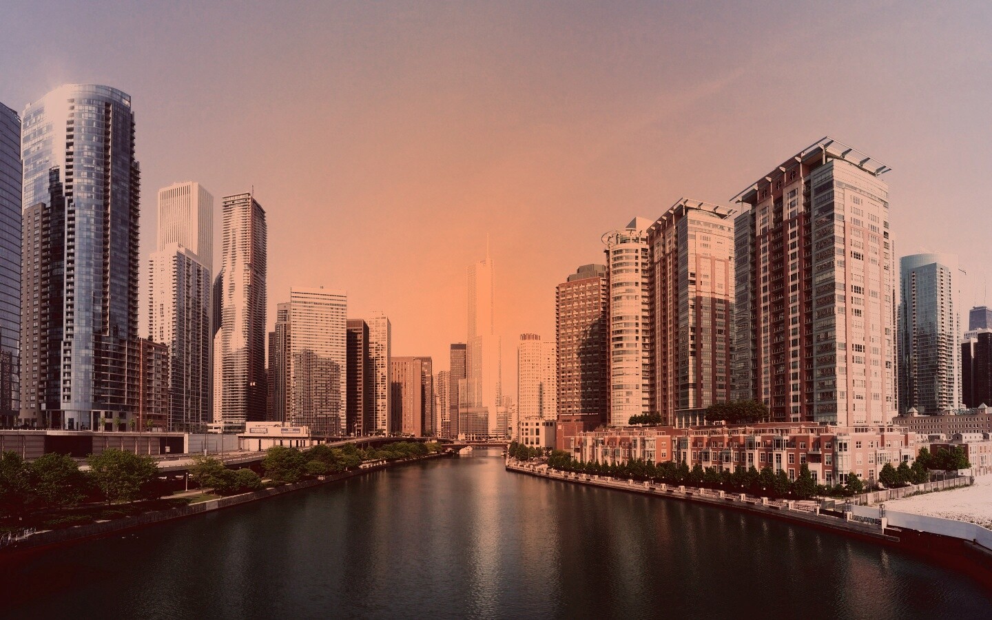 Вид на Чикаго обои