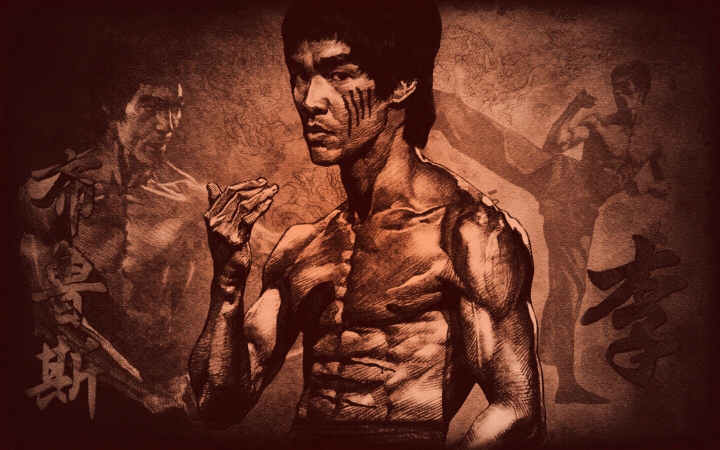 Портрет Брюса Ли обои