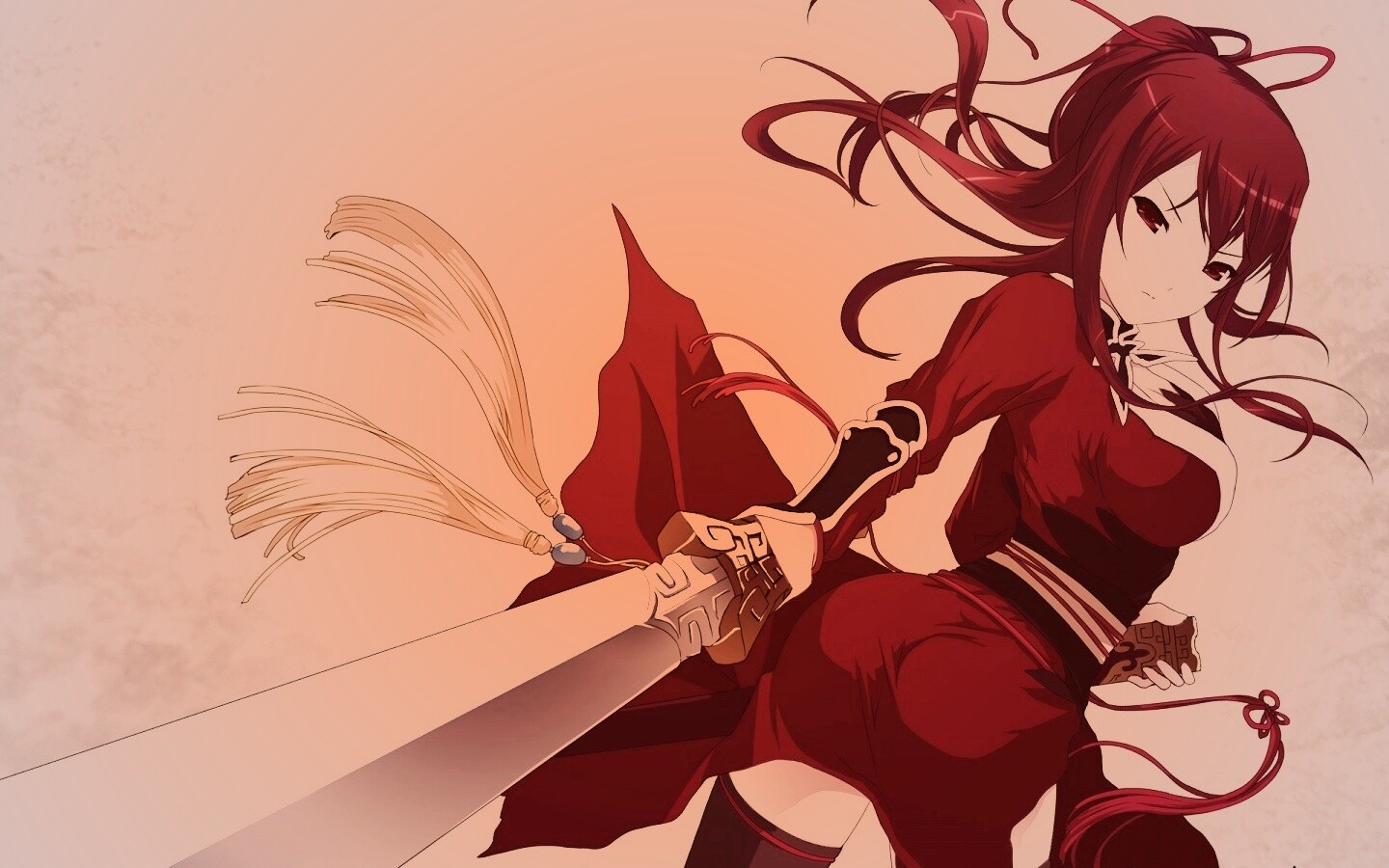 Рыжая девочка с мечем обои