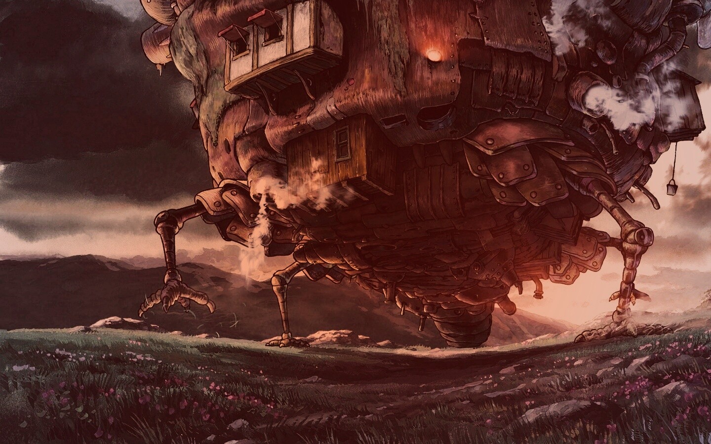 Ходячий замок в движении обои