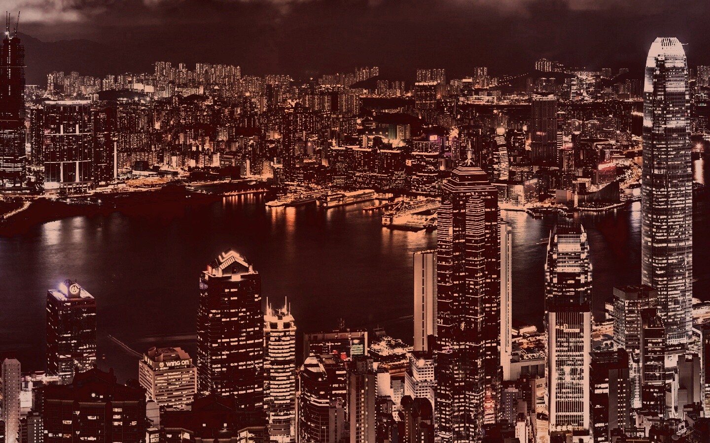 Небоскребы ночью обои