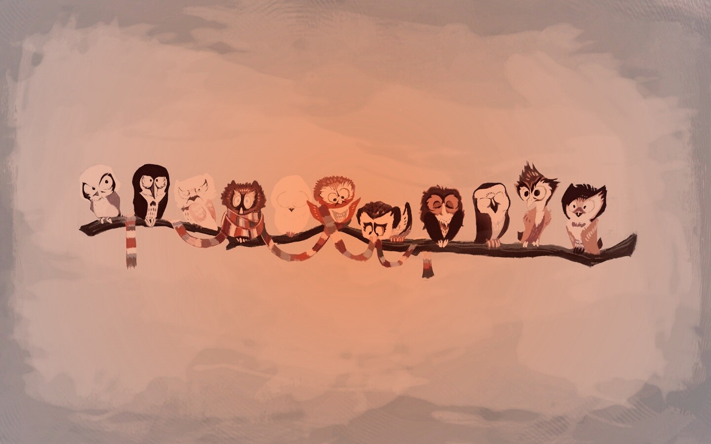 Совы на ветке обои