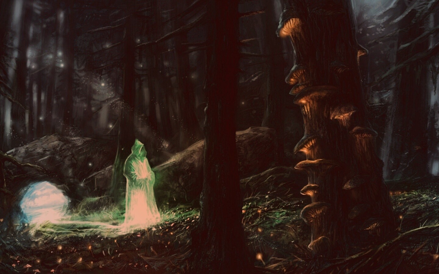 Маг света в лесу обои