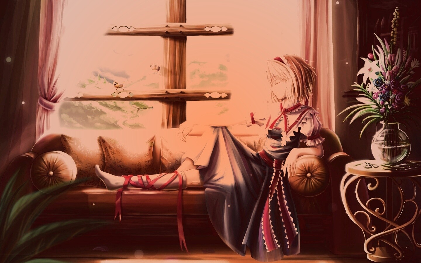 Девушка у окна обои