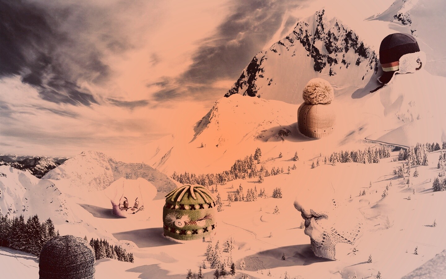 Прикольные шапки на горных вершинах обои