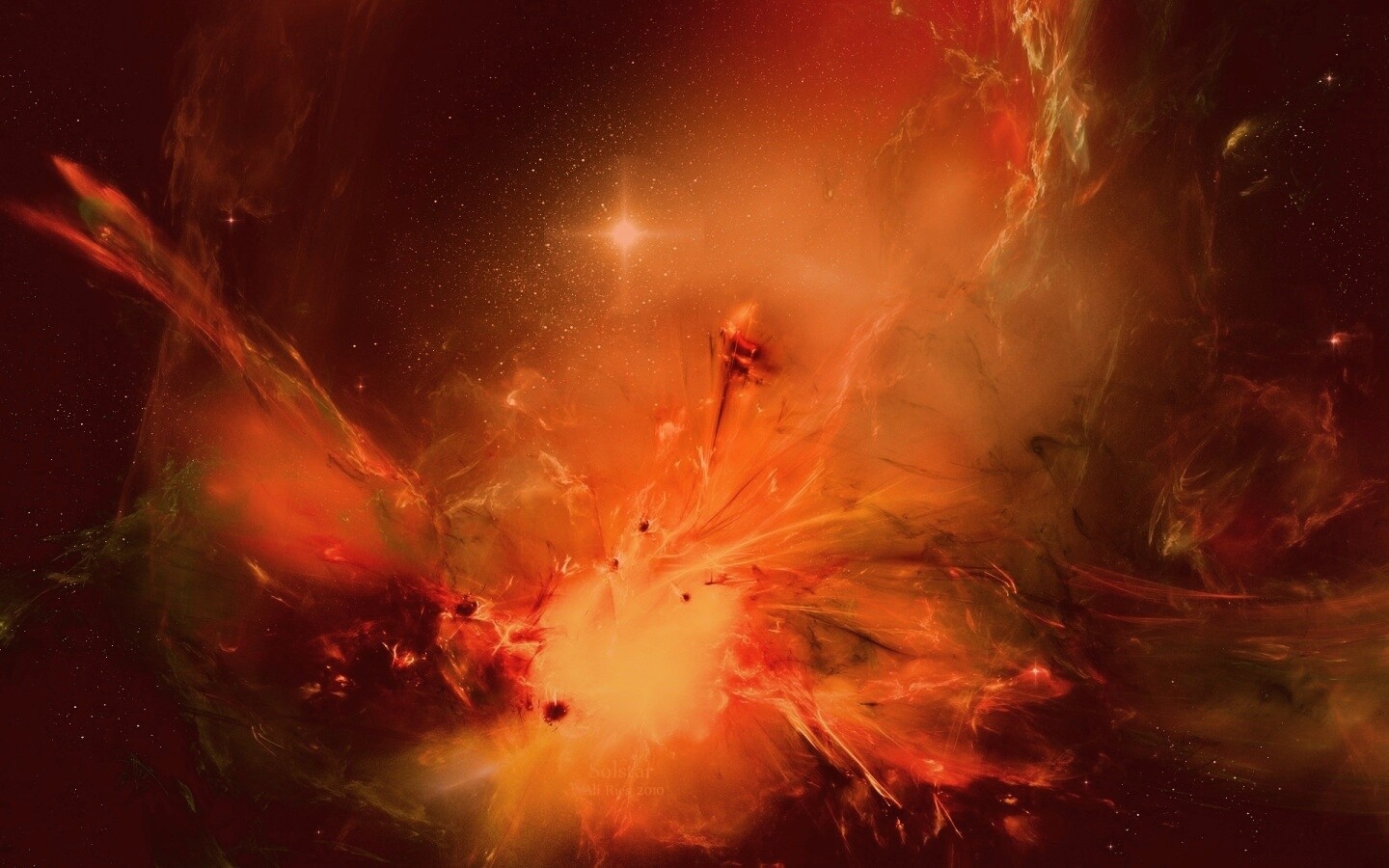 Туманность в красно-жёлтых тонах обои