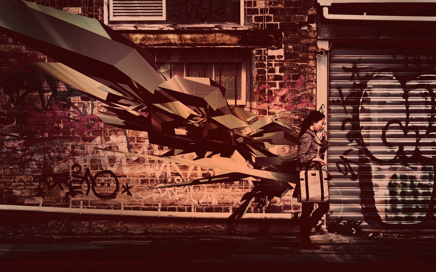 3D граффити на стене обои