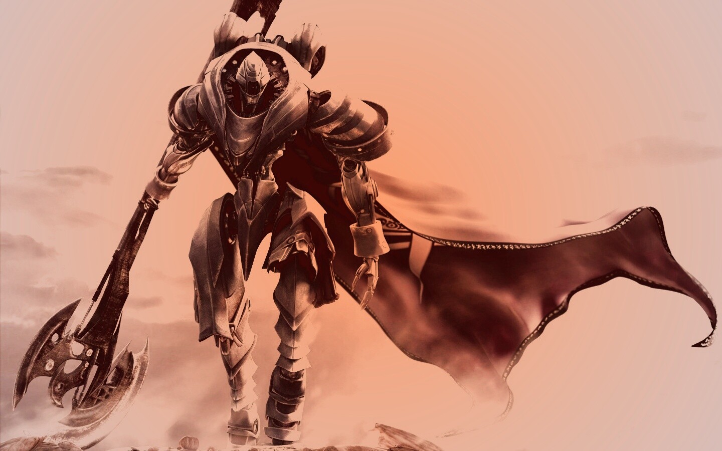 Боевой робот с топором в руке обои