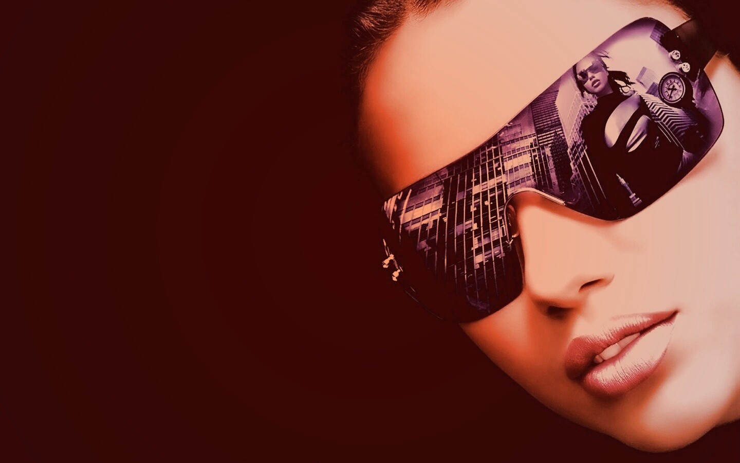 Девушка в стильных очках обои