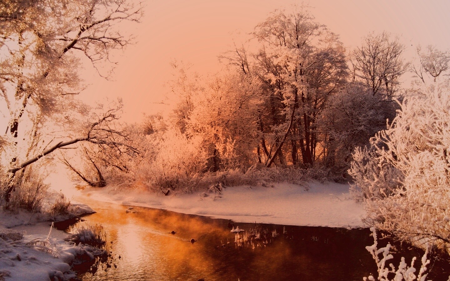 Зимняя река обои