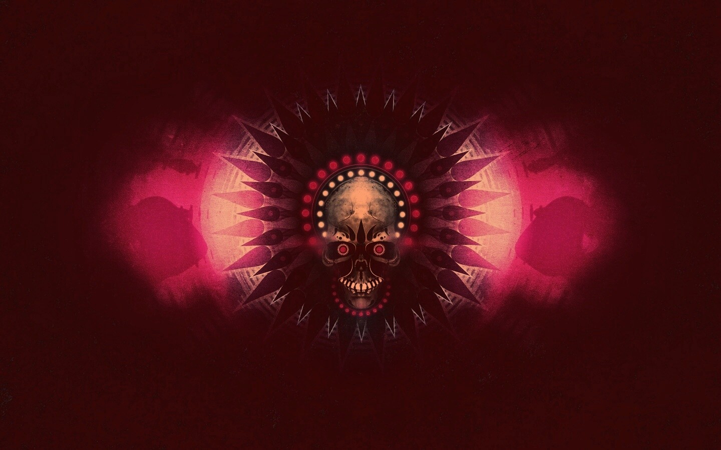 Неоновый череп обои