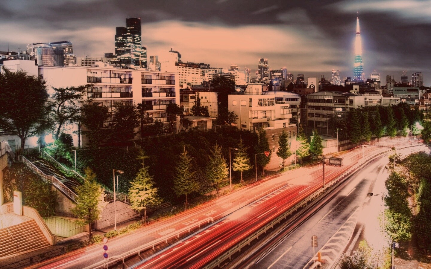 Светящийся город обои