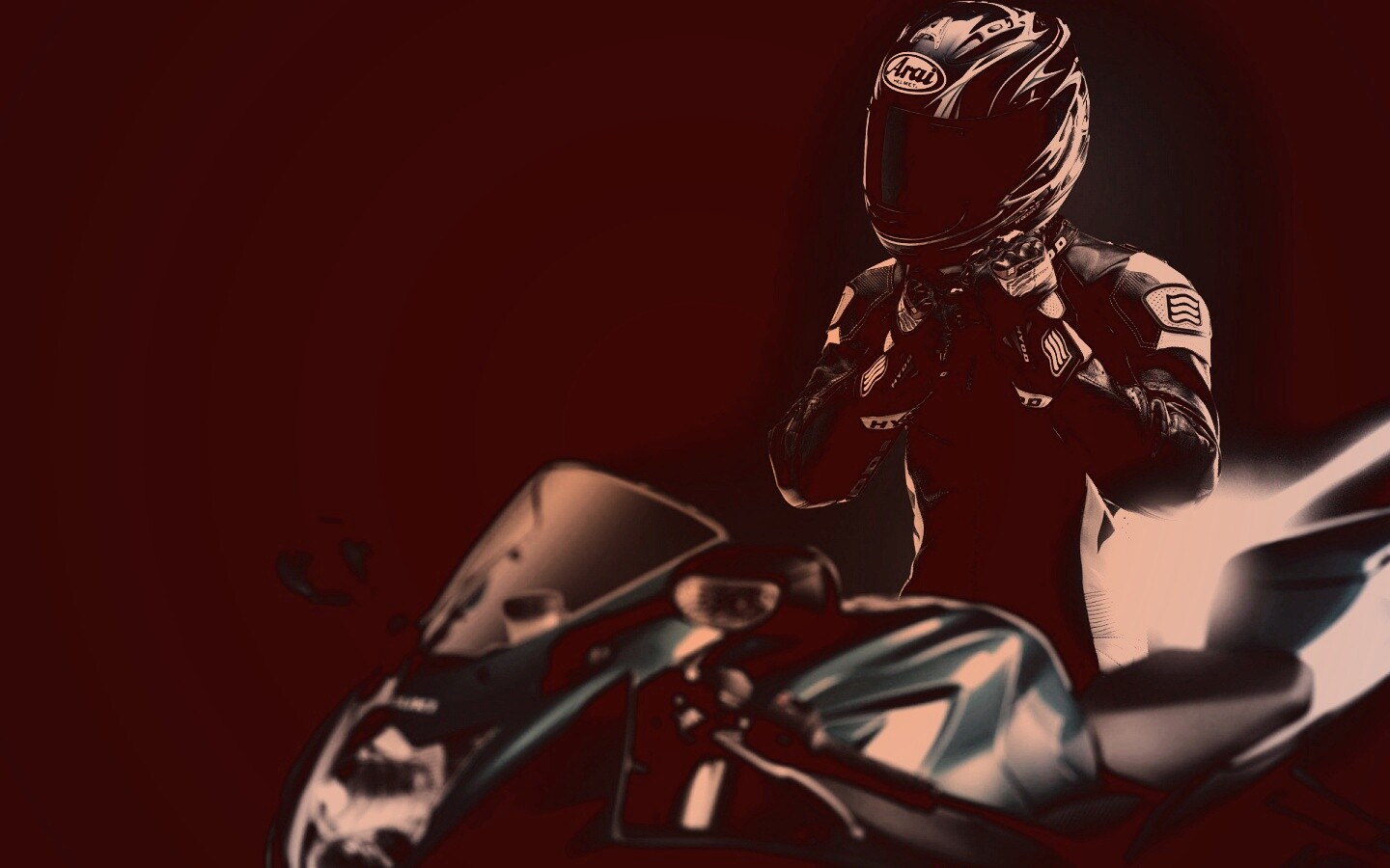 Мотоциклист в черном обои