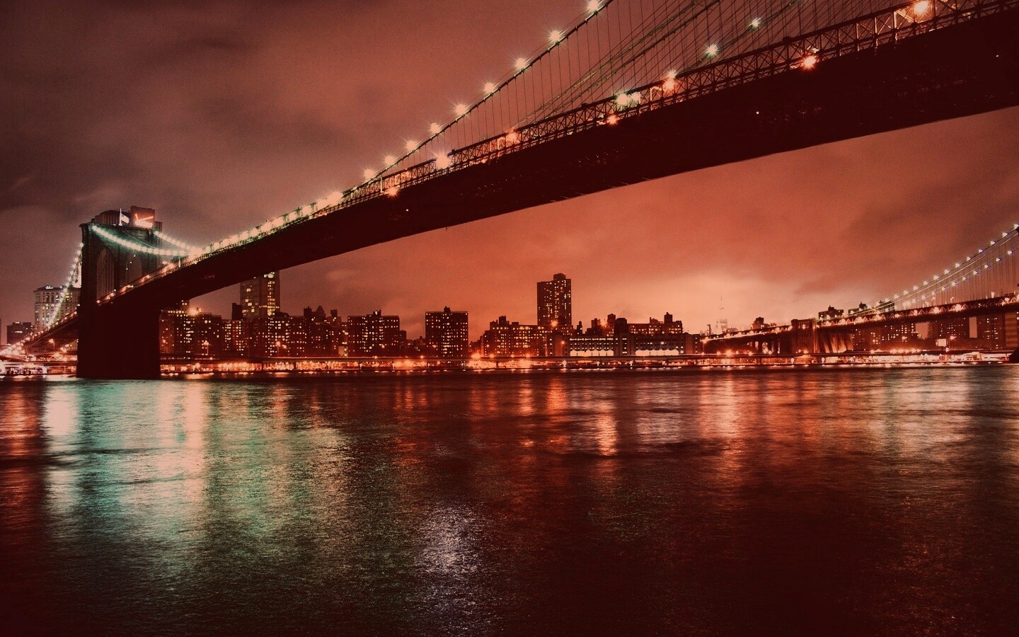 Мост в огнях обои