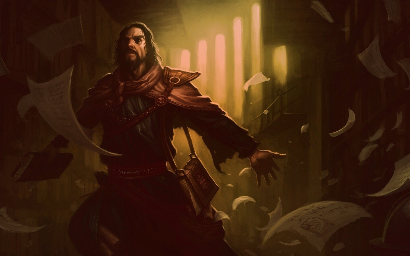 Маг в библиотеке обои