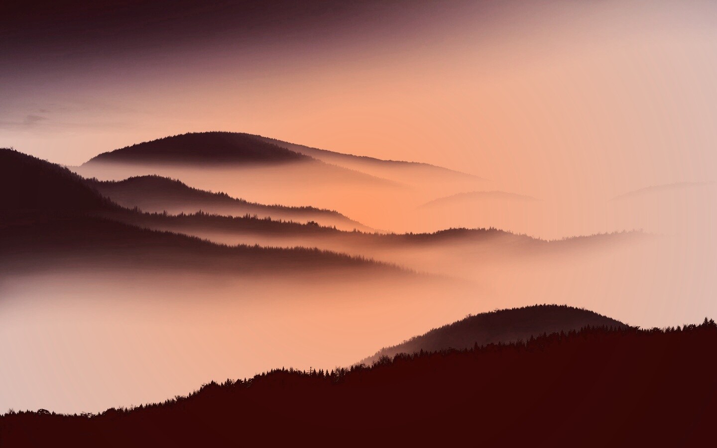 Туманные горы обои