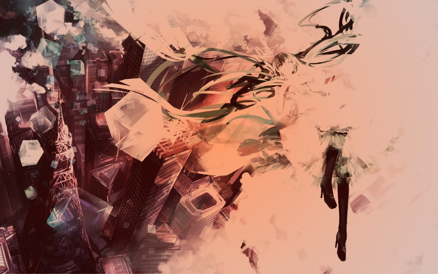 Hatsune Miku в небе обои