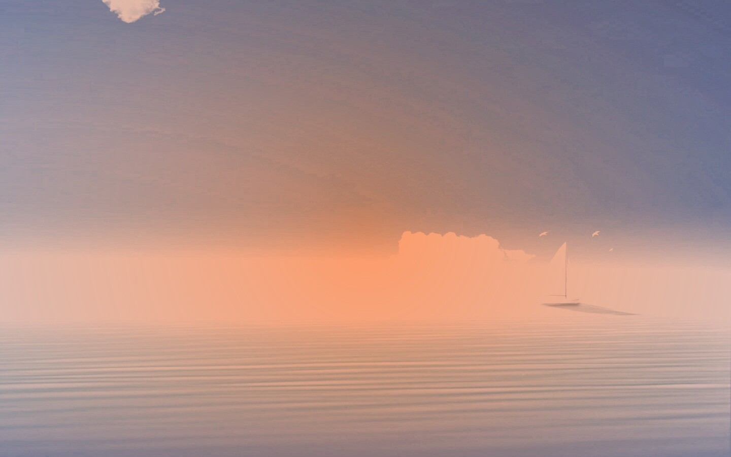 Голубые обои под хорошее настроение с парусником обои