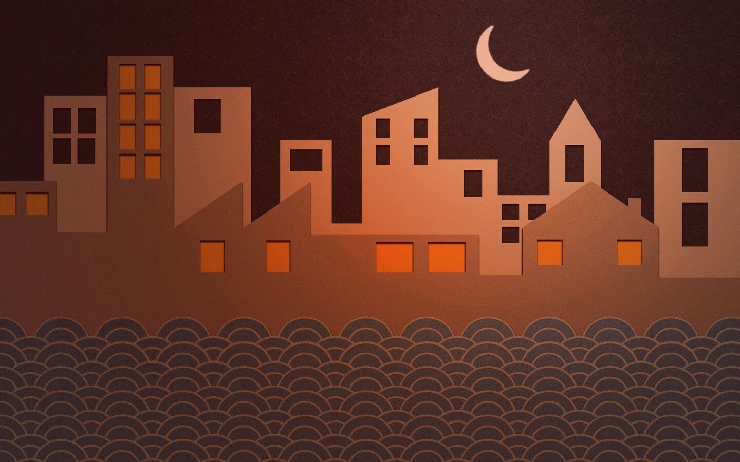 Ночной город на реке обои