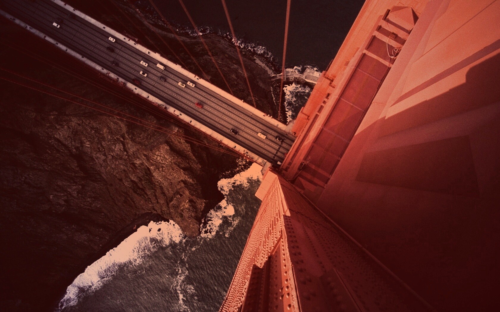 Вид в с пролета моста Золотые Ворота обои