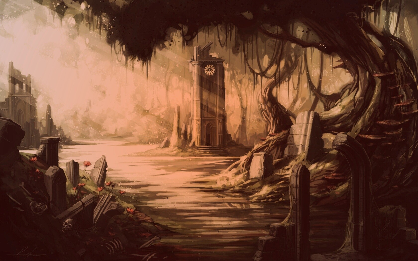 Руины эльфийского города обои