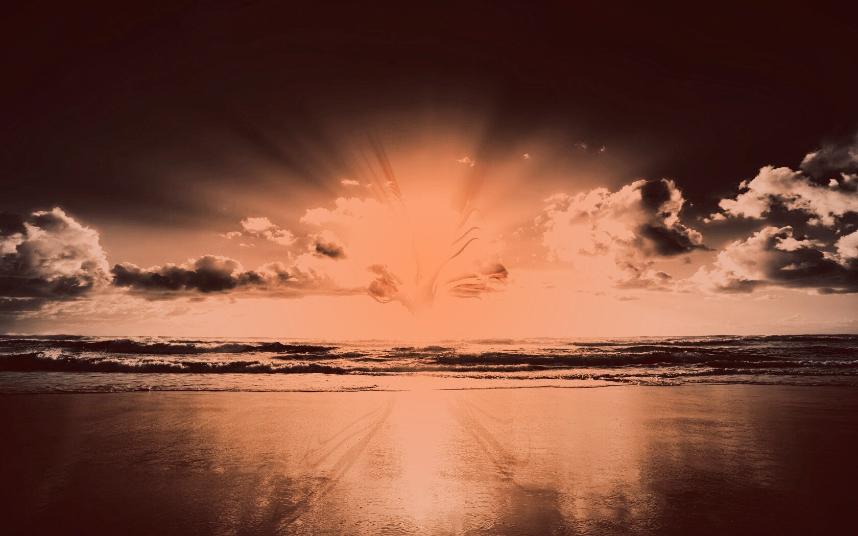 Абстрактные перья на фоне заката обои